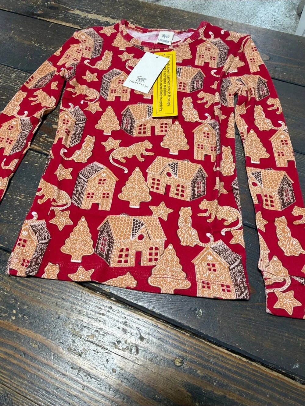 Printfresh Gingerbread Party Kids Snug Fit PJs Ruby - Size 8